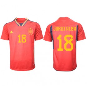 Herren Fußballbekleidung Spanien Jordi Alba #18 Heimtrikot WM 2022 Kurzarm
